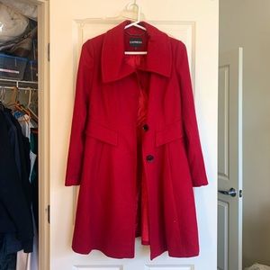 Double breasted red pea coat from express. Has been worn on one vacation